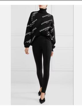 Balenciaga Black Logo Knit Turtleneck Sweater